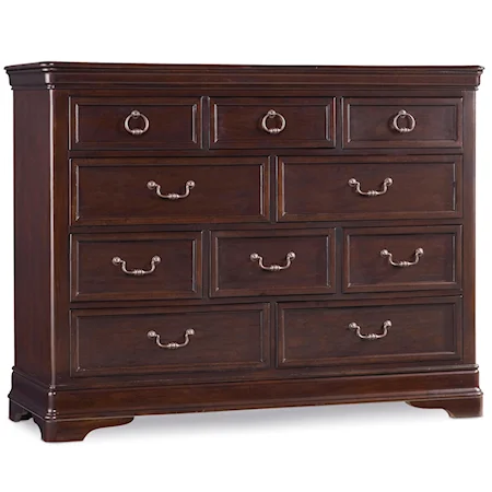 10-Drawer Mule Chest with Drop Front Center Drawer and Cedar Lined Bottom Drawers